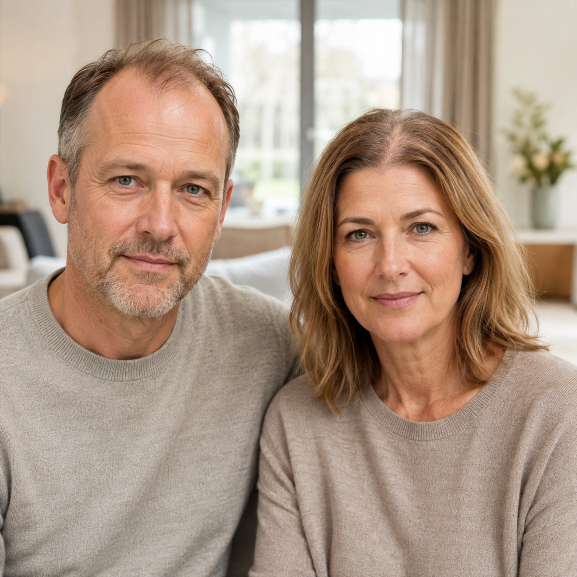 Man en vrouw met zichtbare patronen van erfelijke haaruitval.