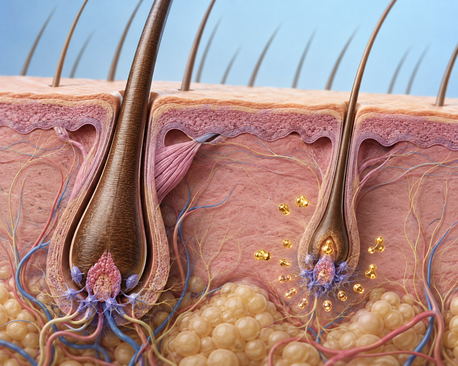 Comparison of a normal and androgen-sensitive hair follicle