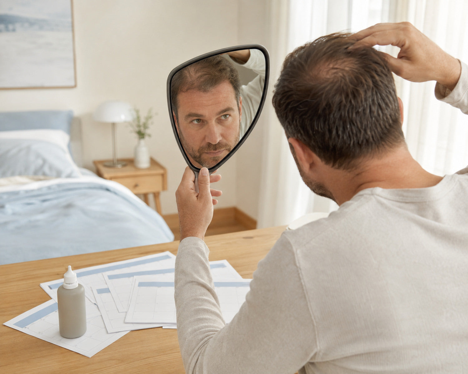 Man volgt veranderingen bij de kruin over meerdere maanden onder vergelijkbare omstandigheden
